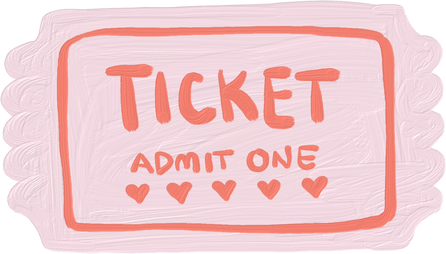 Handdrawn Painterly Cute Objects Ticket